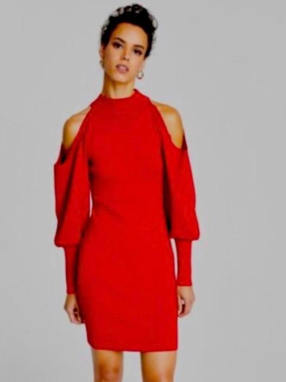 Dramatic Cold Shoulder Red Dress by International Concepts Size L NWT